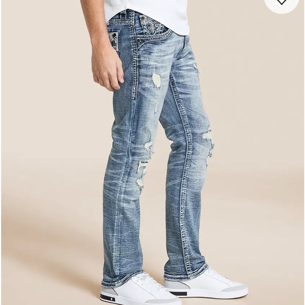 Rock Revival Light Blue Distressed Slim Jeans